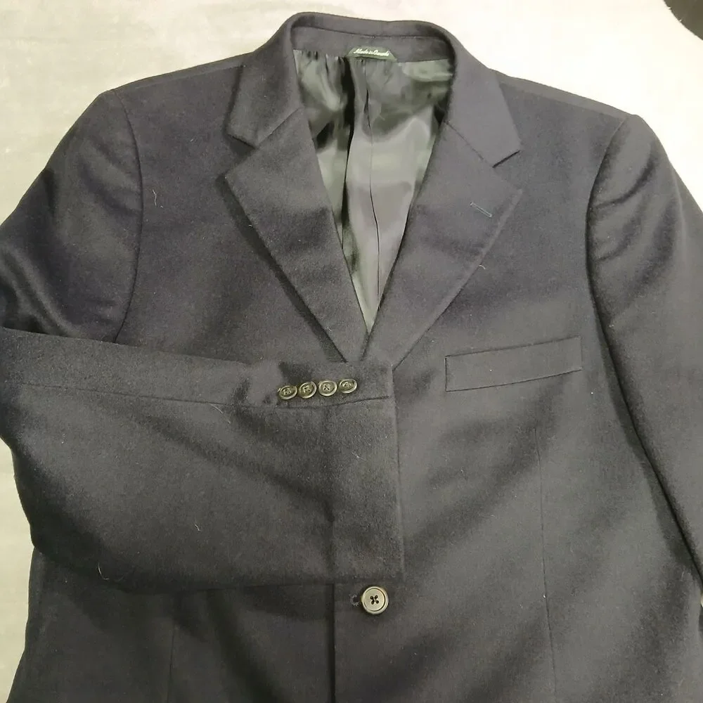 Vtg J Crew Mens 44LT 44 Long Navy Blue Cashmere Blazer Sport Coat Old Money